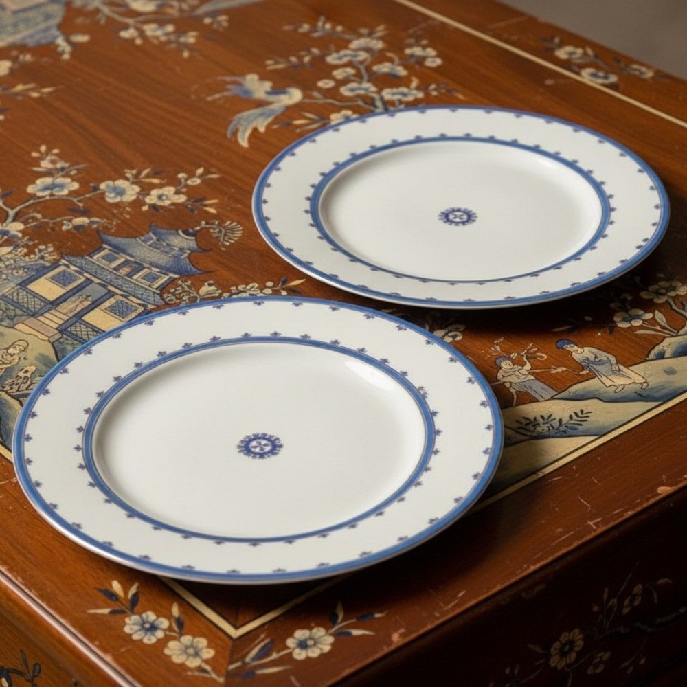 Ballard Designs Porcelain Ming Chinoiserie Dinner Plates  Set of 2